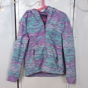 Snozu Kids Hoodie in Purple and Teal Camo